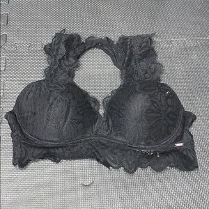 PINK Black Lace Date Push-up Bra